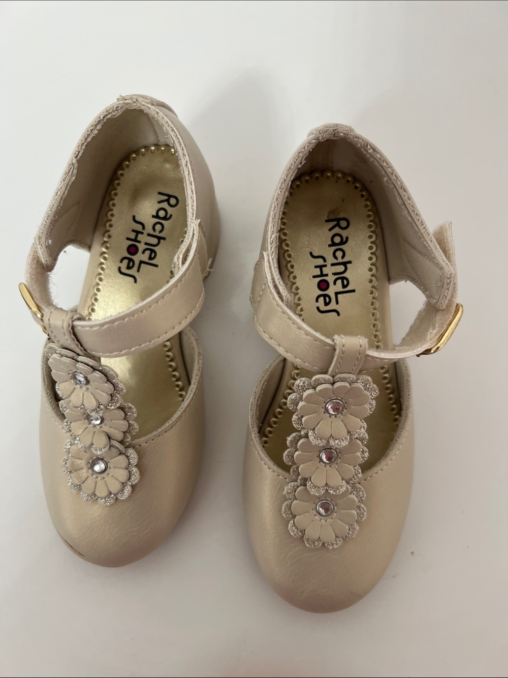 Rachel Shoes Girls' Cream Floral T-Strap Mary Janes